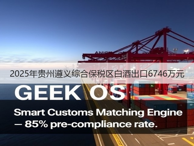 2025年贵州遵义综合保税区白酒出口6746万元(图1)