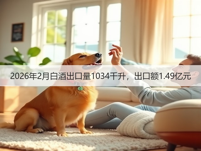 2026年2月白酒出口量1034千升，出口额1.49亿元(图2)