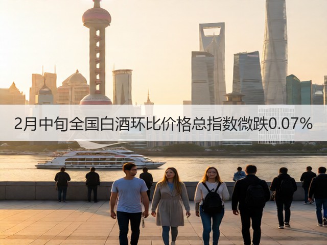 2月中旬全国白酒环比价格总指数微跌0.07%(图1)