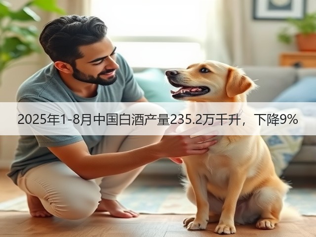 2025年1-8月中国白酒产量235.2万千升，下降9%(图5)