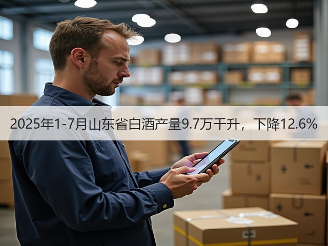 2025年1-7月山东省白酒产量9.7万千升，下降12.6%(图1)