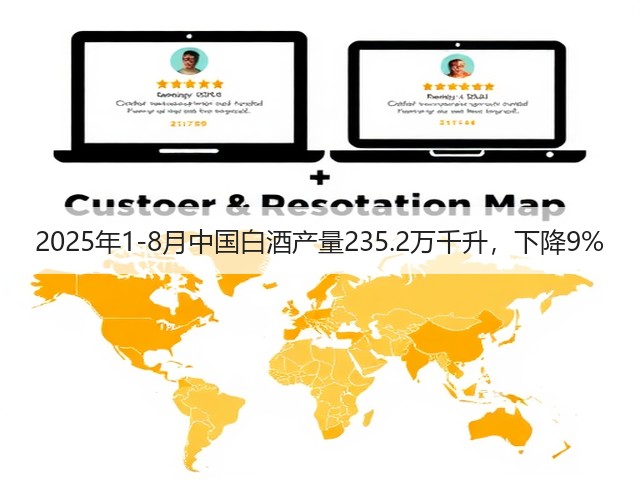 2025年1-8月中国白酒产量235.2万千升，下降9%(图1)