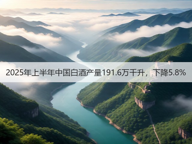 2025年上半年中国白酒产量191.6万千升，下降5.8%(图4)