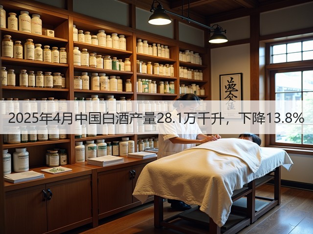2025年4月中国白酒产量28.1万千升，下降13.8%(图5)