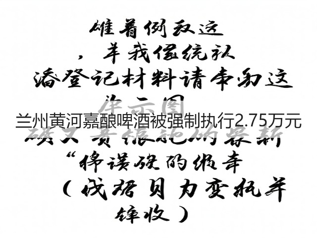 兰州黄河嘉酿啤酒被强制执行2.75万元(图4)