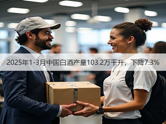 2025年1-3月中国白酒产量103.2万千升，下降7.3%(图1)