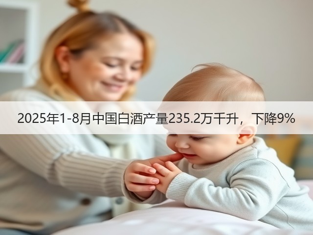 2025年1-8月中国白酒产量235.2万千升，下降9%(图2)