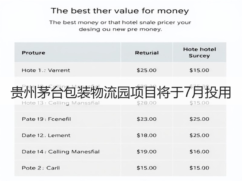 贵州茅台包装物流园项目将于7月投用