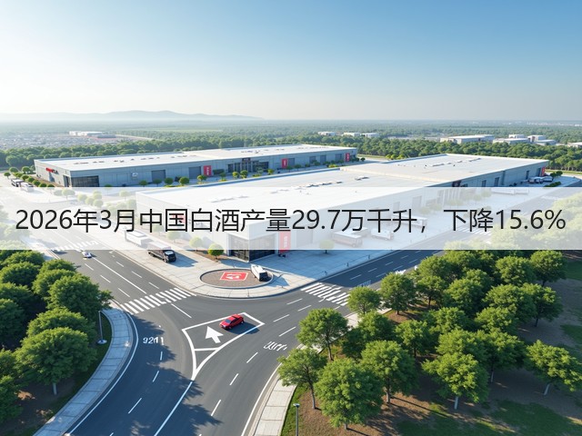 2026年3月中国白酒产量29.7万千升，下降15.6%(图1)